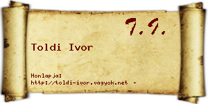 Toldi Ivor névjegykártya
